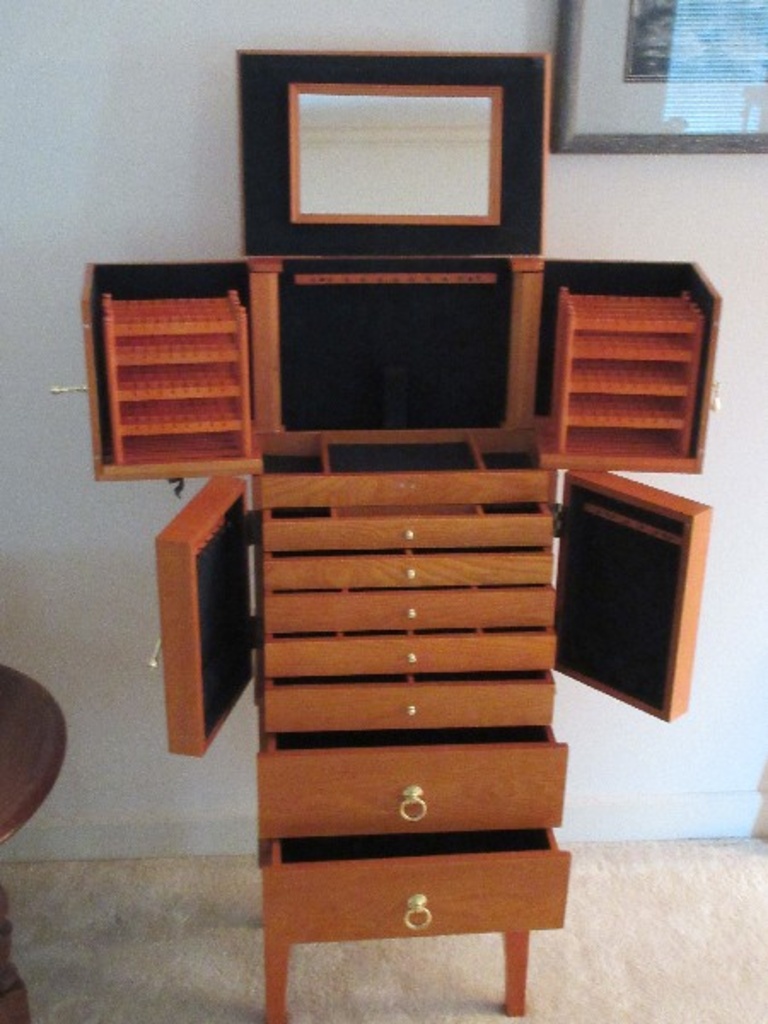 Modern Design "For Your Ease Only" Jewelry Armoire by Lori Greiner Oak  Finish | Online Auctions | Proxibid