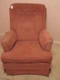 Retro Tufted Highback Swivel Rocking Arm Chair w/ Pleated Skirt