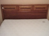 Bassett Furniture Oak Mid-Century Modern Collection Geometric Design Queen Size Headboard