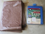 2 Tarps Blue Ozark Trail Weatherproof 8ft x 10ft New, Brown, K.S. 15ft 8