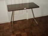 Vintage Simulated Walnut Top Folding Side Office/Craft Table