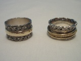 2 Paz Creations 925 Sterling Silver Spinner Ring Bands