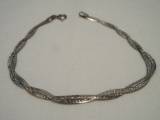 Stamped 925 Sterling Silver Italy Braided Herringbone Wrist Bracelet