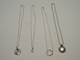 4 Exquisite 925 Sterling Silver Various Style Necklaces w/ Pendant Enhancers