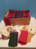 Group - Misc. Linens, Table Clothes, Napkins Glass Cozies, Damask, Plaid, Solids