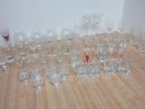 Group - Misc. Shot Glasses, Etched Sherry Stems, Small Brandy, Art Glass Cordial, Etc.