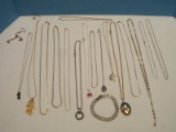 Misc. Necklaces, Chains Stamped 925 Some w/ Pendants/Locket, Bracelet