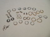 16 Pair - Pierced Earrings Stamped 925 Sterling Silver Striking Azure Stones