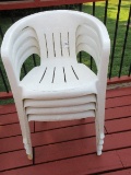 Set - 4 Curved Back Plastic Patio/Deck Chairs