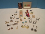 Group - Stamps, Gum Wrappers Chain Key Ring, Sterling & Other Jewelry Earring Rings, Etc.