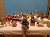 Group - Misc. Figurines Bunny Rabbits, Cows, Resin Chair, Fruit Baskets