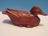 Hand Carved Wooden Figural Duck Decoy Natural Finish