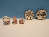 5 Miniature Native American Pottery Pierced 2 Acoma Shallow 2