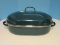 Large Oblong Enamelware Roaster w/ Lid Bottom Pan