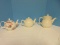 3 Collectible Teapots Fine China Collection Pink Rose Spray, Wild Flower Bouquet