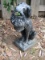 Concrete Dog Garden Statue Holding Flower Basket