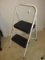 White Metal Frame Step Stool Fold Away For Storage