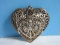 Stamped 925 = Sterling Filigree Heart Pendant Necklace Enhancer Intricate Heart Design