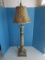 Banquet Lamp Craquelure Finish, Gilded Foliate Accent & Woven Shade