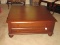 Ethan Allen Furniture Mission Style Coffee Table w/ 4 Storage Dovetail Drawers on Bun Feet