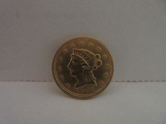 1851 Coronet Head Gold $2.50 Liberty Head Eagle Coin 90% Gold 10% Copper