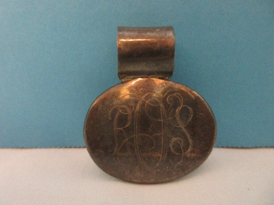 Stamped 925 = Sterling Oval Monogram "ROS" Pendant Necklace Enhancer