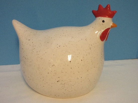Ceramic Country Charmer Hen House Collection Speckle Figural Hen Gold Paint Comb