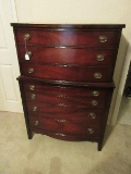 Dixie Furniture Federal Period Style Mahogany Bow Front Chest on Chest