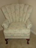 Curved Channel Back Occasional Arm Chair Mahogany Trim