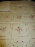 Flowering Vine Embroidery Comforter Set 2 Shams, Dust Ruffle, Comforter Queen Size