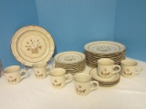 32 Pieces Dinnerware - Hearthside Stoneware Cumberland May Blossom Brown Pattern