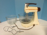 Vintage Sunbeam Mixmaster 235 Watts Detachable Stand Mixer w/ 2 Glass Bowls