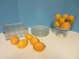 Group - Large Glass Refrigerator Covered Dish by Hazel Atlas 3 3/4