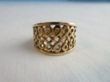 Stamped 14k Gold Ring Scroll Filigree Design