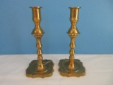 Pair - Brass Traditional Early American Style Candle Sticks
