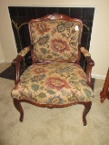 French Provincial Louis XV Style Chateau Arm Chair Carved Mahogany Tim