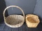 2 Vintage Wooden Baskets w/ Handles