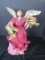 Vintage Red/Gilted Ceramic/Paper Mache Angel Tree Topper