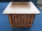 Wooden Night Stand 2 Door Spindle Columns, Slat Window Carved Décor