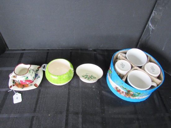 Misc. Lot - Lenox Porcelain Believe Dish, Aniaro-Italy Pitcher & Ashtray, Holiday Cup