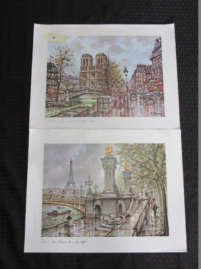 Pair - Paris Les Quais Et Notre Dame & Pont Alexandre III Et Tour Eiffel Prints