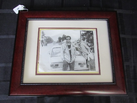 Black/White Picture Photograph Print in Red Wood Frame/Matt