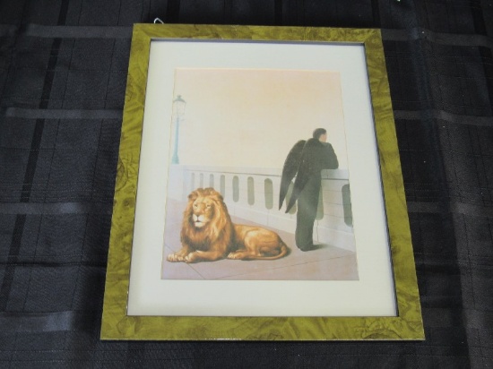 Homesickness 1940 by Rene Magritte Picture Print in Green Wood Frame/Matt