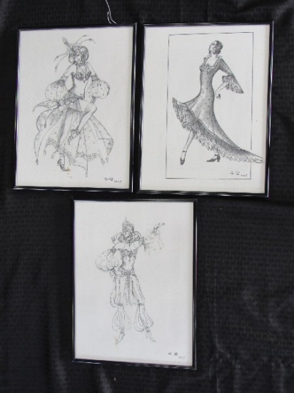 3 Arabian Dancers Picture Prints © 1995, 1997, 2002 in Black Metal Frames/Matt