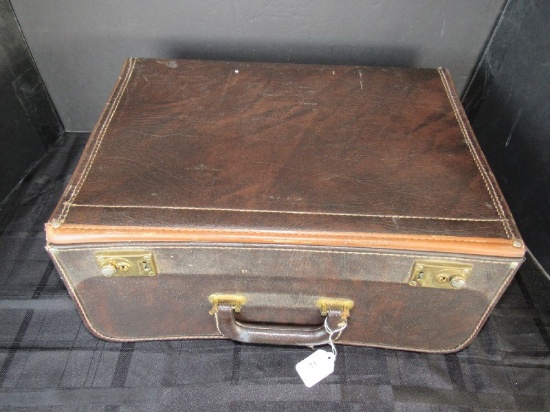 Vintage Leather File Organizer Suitcase
