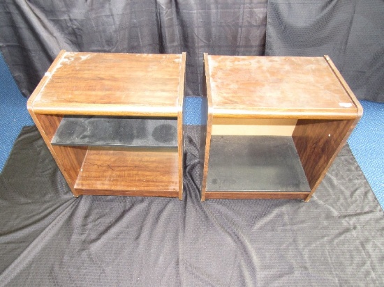 Wooden Pair - Side Stands/Organizers 2-Tier on Casters