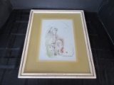 3 Tigers Picture Print in Wood Bamboo Design Frame/Matt