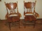Pair - Heavily Embellished Oak Pressback Host Chair Classic Design Foliage & Scrollwork