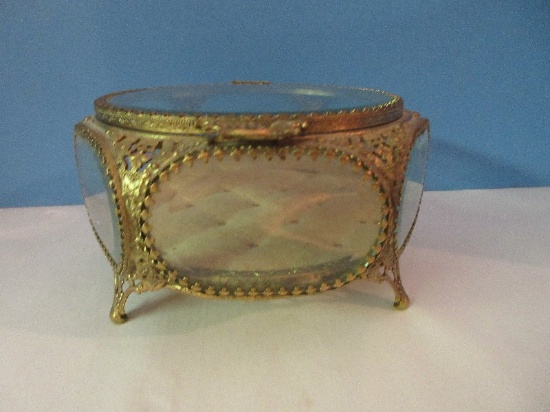 Splendid Victorian Era Style Jewelry Casket w/ Beveled Glass
