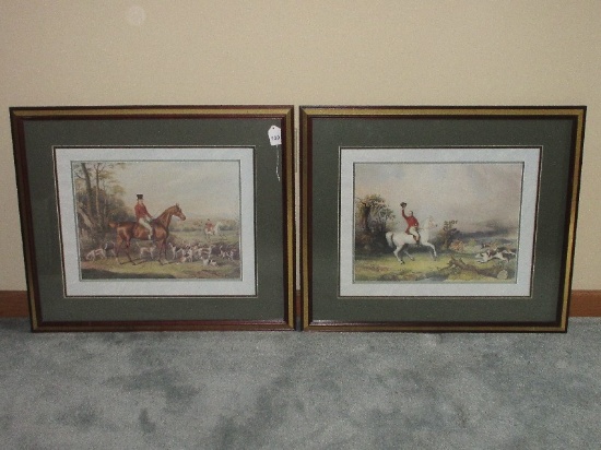 Pair - Equestrian Hunting Scene Landscape Fine Art Prints